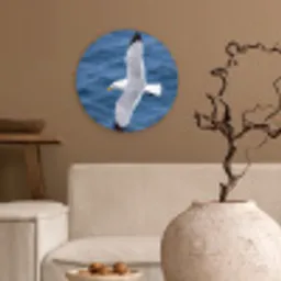 Zeemeeuw - Oceaan - Blauw Wandcirkel kunststof plaat 5mm dik klein -sfeer1