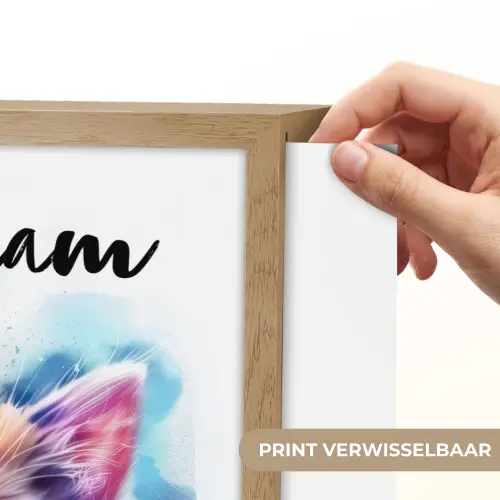 Kat - Portret - Kleuren - Verf - Wit Light Box met batterij (Wandlamp kind) middel -USP_websiteprintNL