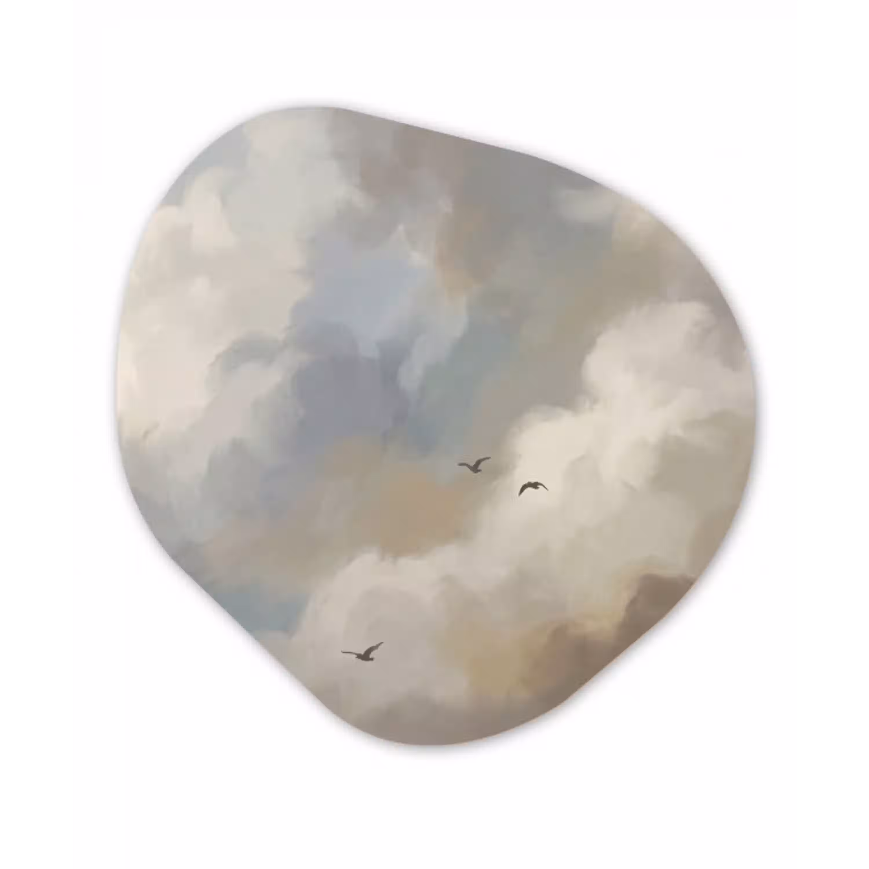 Vogel - Wolken - Natuur - Modern - Grijs Wandcirkel Organisch Forex 3mm klein -3d