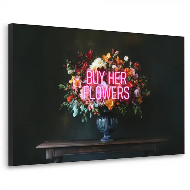 Art frame - Quote - Bloemen - Vaas - Neon