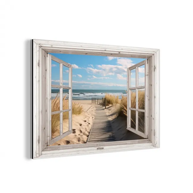 Raam - Zee - Kust - Natuur - Doorkijk - Strand - Waddenzee aluminium wit klein -3d
