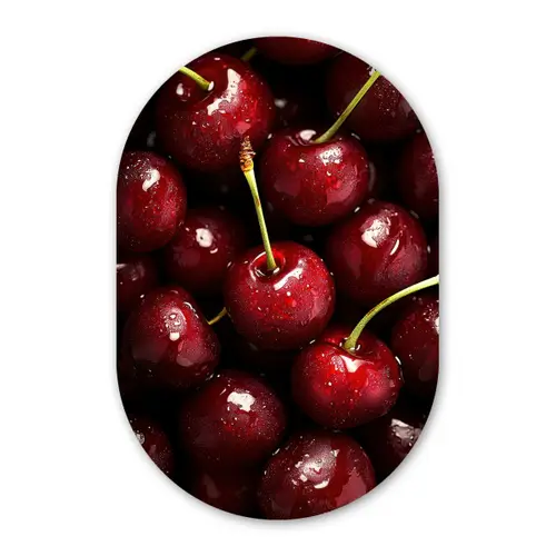 Rood - Fruit - Kersen Wandcirkel Ovaal Forex klein -3d