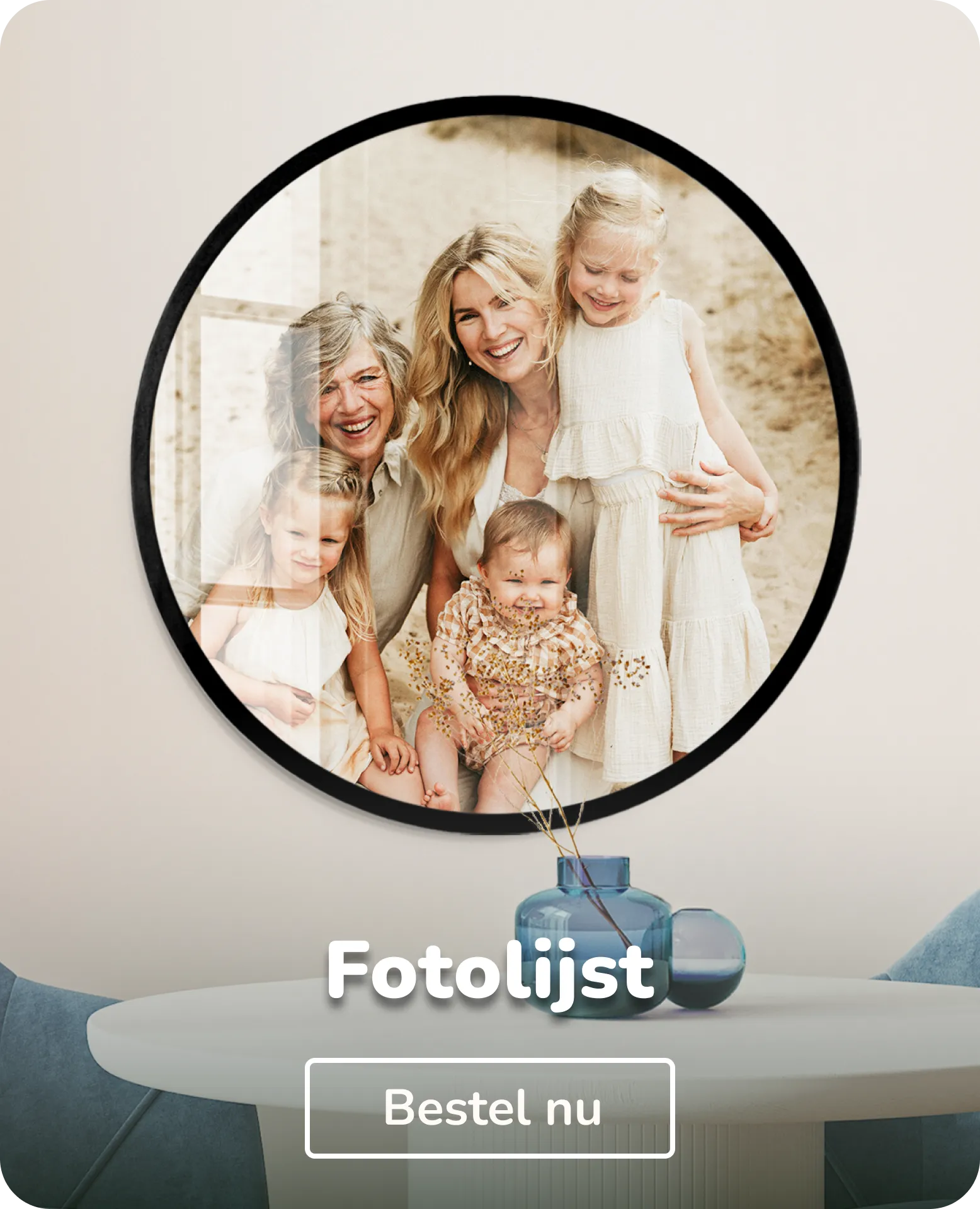 Foto op muurcirkel fotolijst