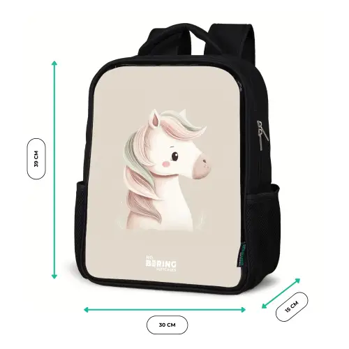 Pony in roze pastel kleuren Rugzak - Zwart middel -productfoto_formaten