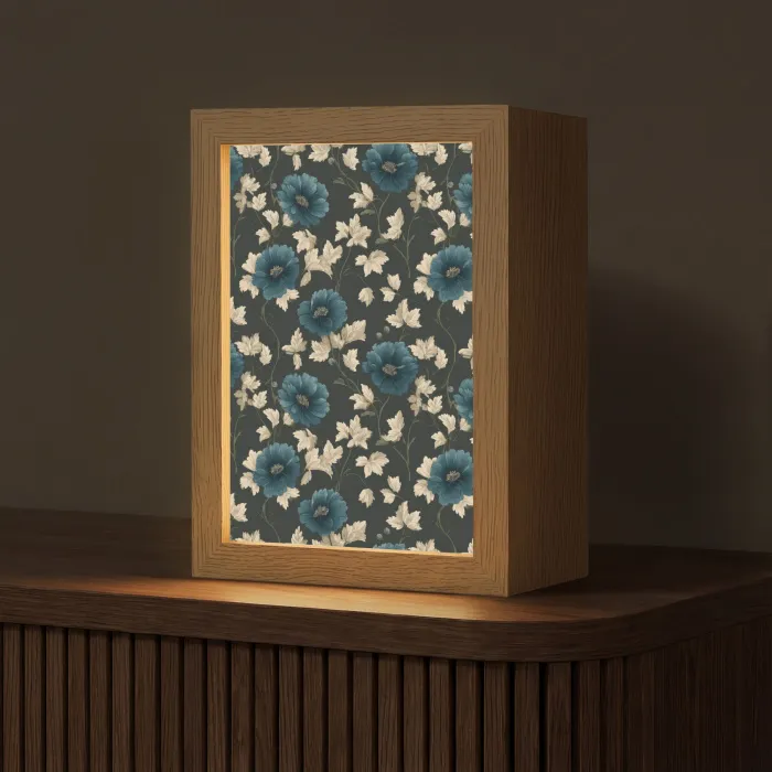 Botanisch - Bloemen - Blauw Light Box met kabel (Tafellamp) klein 925 -z3d_website
