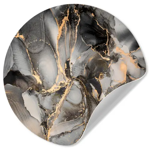 Grijs - Luxe  - Goud - Marmer Wandcirkel behangsticker klein -3d