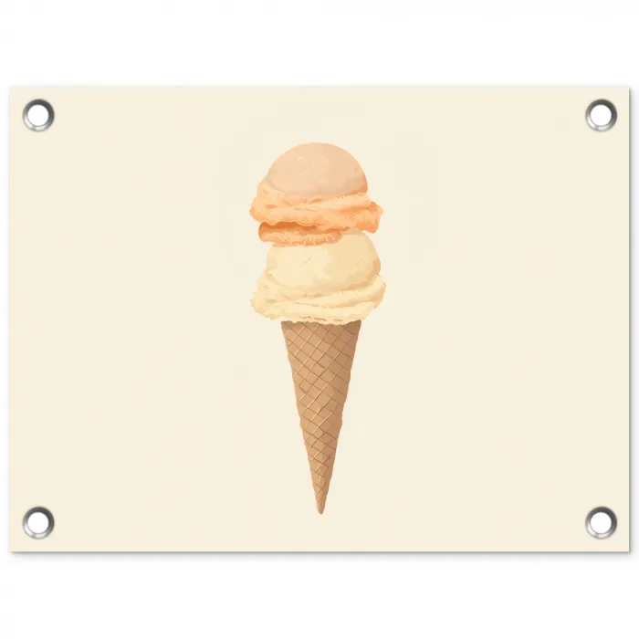 Minimalistisch - Schepijs - Hoorntje - Beige tuinposter los doek klein -3d