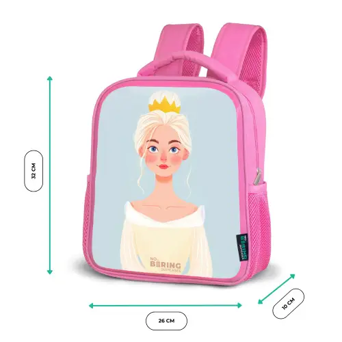 Prinses met een gouden kroon - Blauw Kinderrugzak - Roze middel -productfoto_formaten