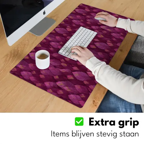 Bladeren - Patroon - Burgundy Muismat XXL klein 681 -sfeer3