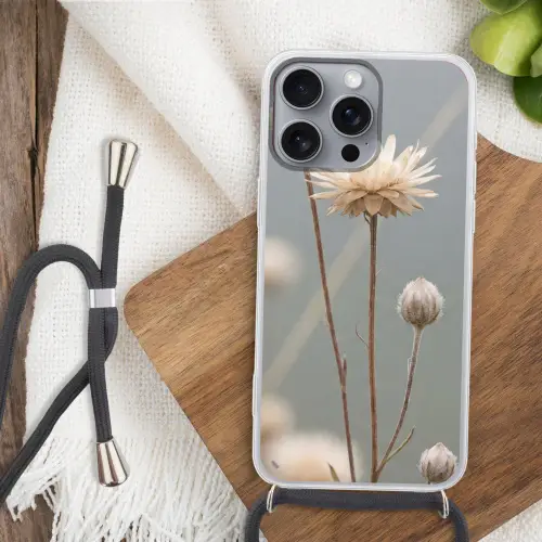 Strobloemen - Wit - Daglicht Hoesje iPhone 16 Pro Max met koord klein -sfeer4