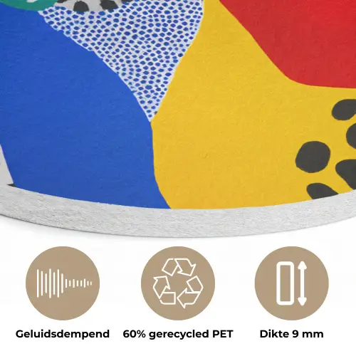Stippen - Vormen - Modern - Kleuren Akoestische PET Vilt - Rond klein -closeup_NL