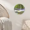 Bos - Pad - Bloemen - Paars - Groen - Natuur Wandcirkel kunststof plaat 5mm dik klein -sfeer5