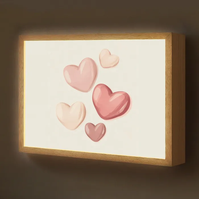 Harten - Rood - Roze - Zwevend Light Box met batterij (Wandlamp kind) middel -z3d_website