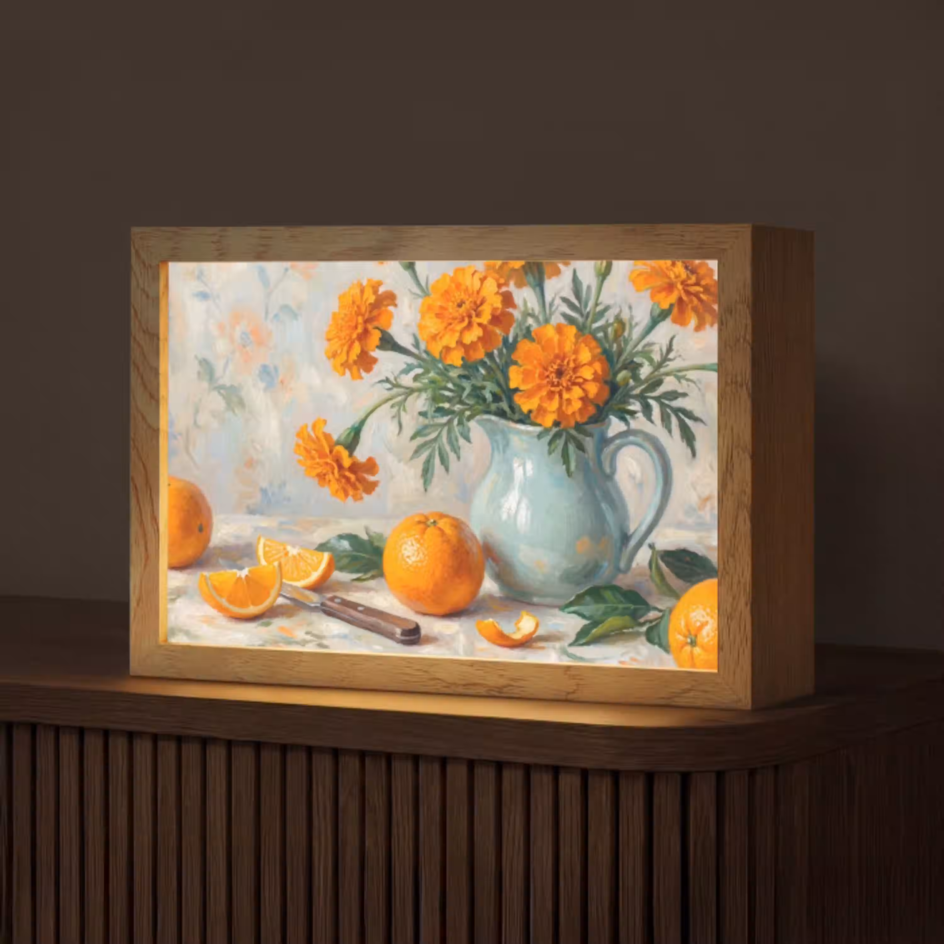 Eten - Oranje - Kunst Light Box met kabel (Tafellamp) klein -z3d_website