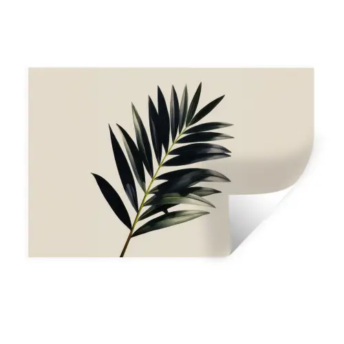 Palmblad - Subtiel - Groen - beige Muursticker klein -3d