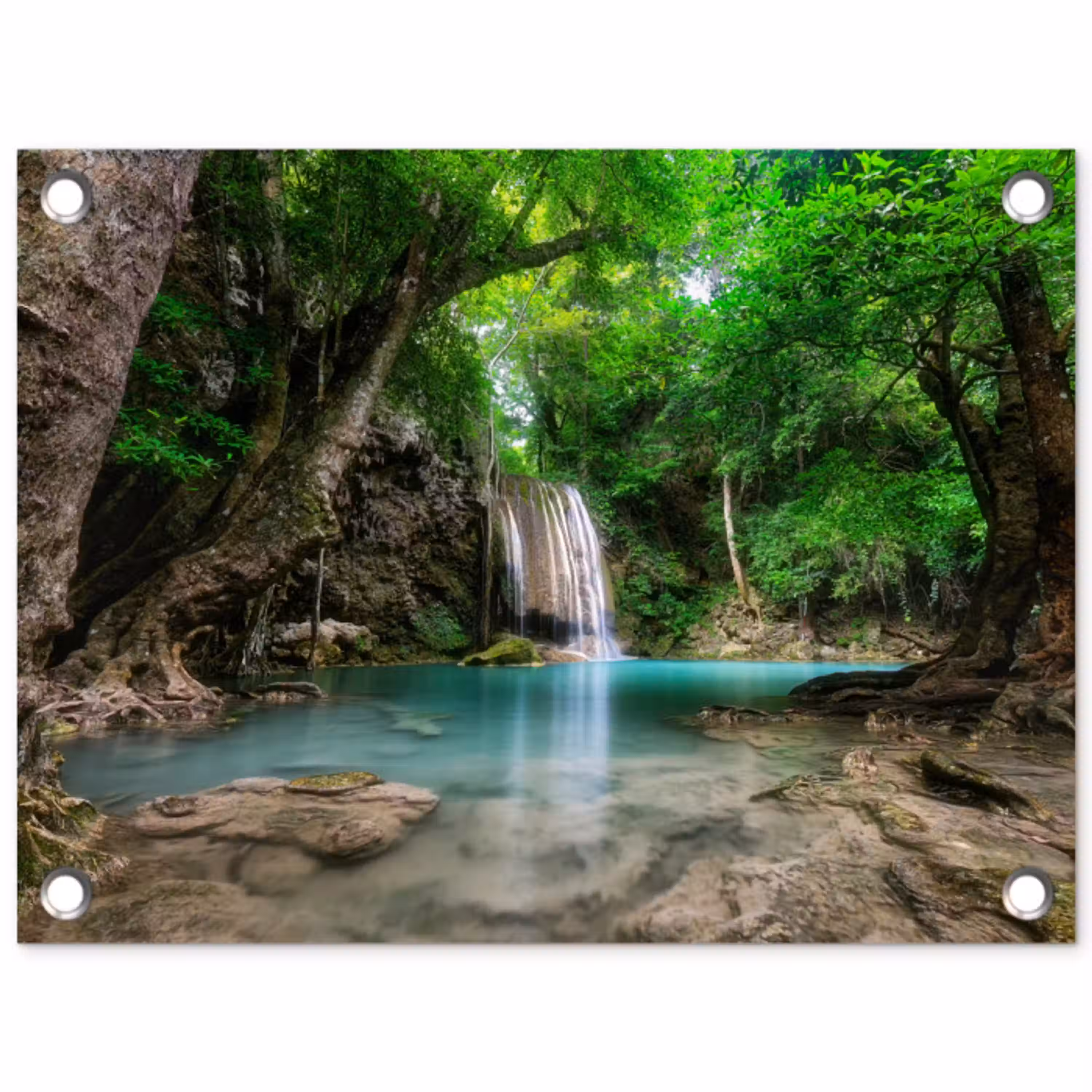 Kristalheldere Waterval tuinposter los doek klein -3d