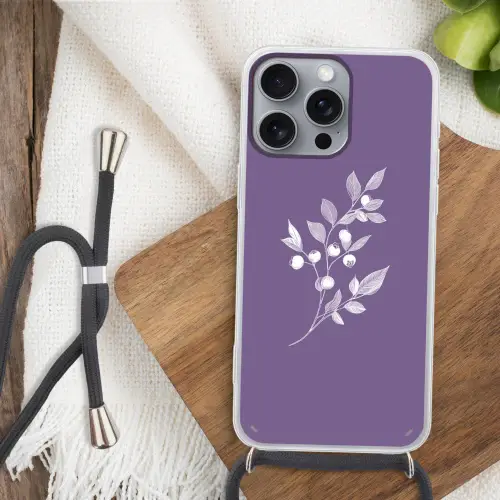 Tak - Sierlijk - Bladeren - Minimalistisch Hoesje iPhone 16 Pro Max met koord klein -sfeer4