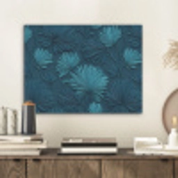 Bladeren - Reliëf - Patroon - Oceaanblauw - Modern PET vilt klein 837 -sfeer1