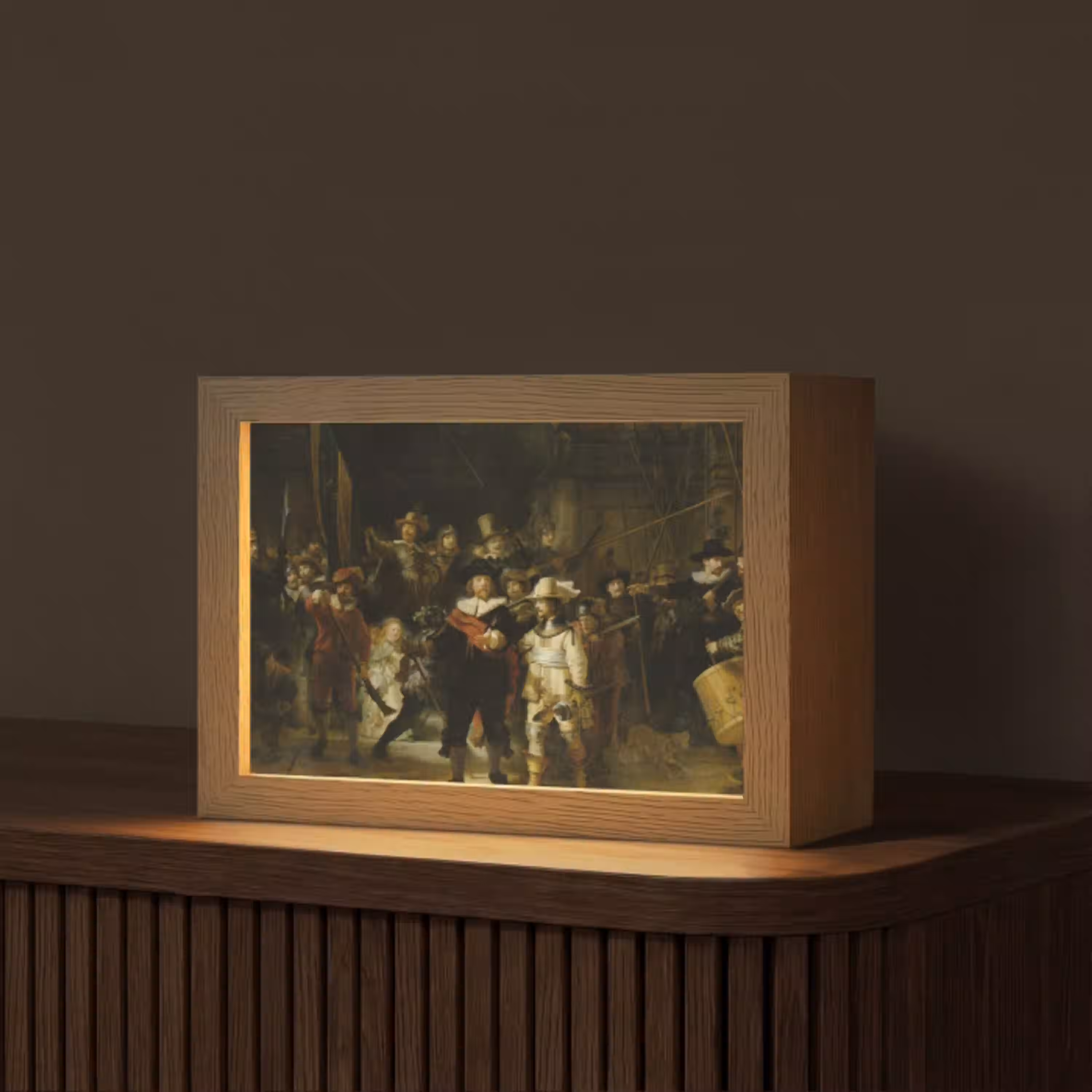 De Nachtwacht - Kunst - Oude meesters - Rembrandt Light Box met kabel (Tafellamp) klein -z3d_website