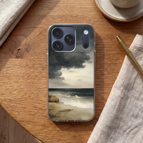 Kust - Golven - Rots - Storm Telefoonhoesje iPhone 17 Pro klein -sfeer1