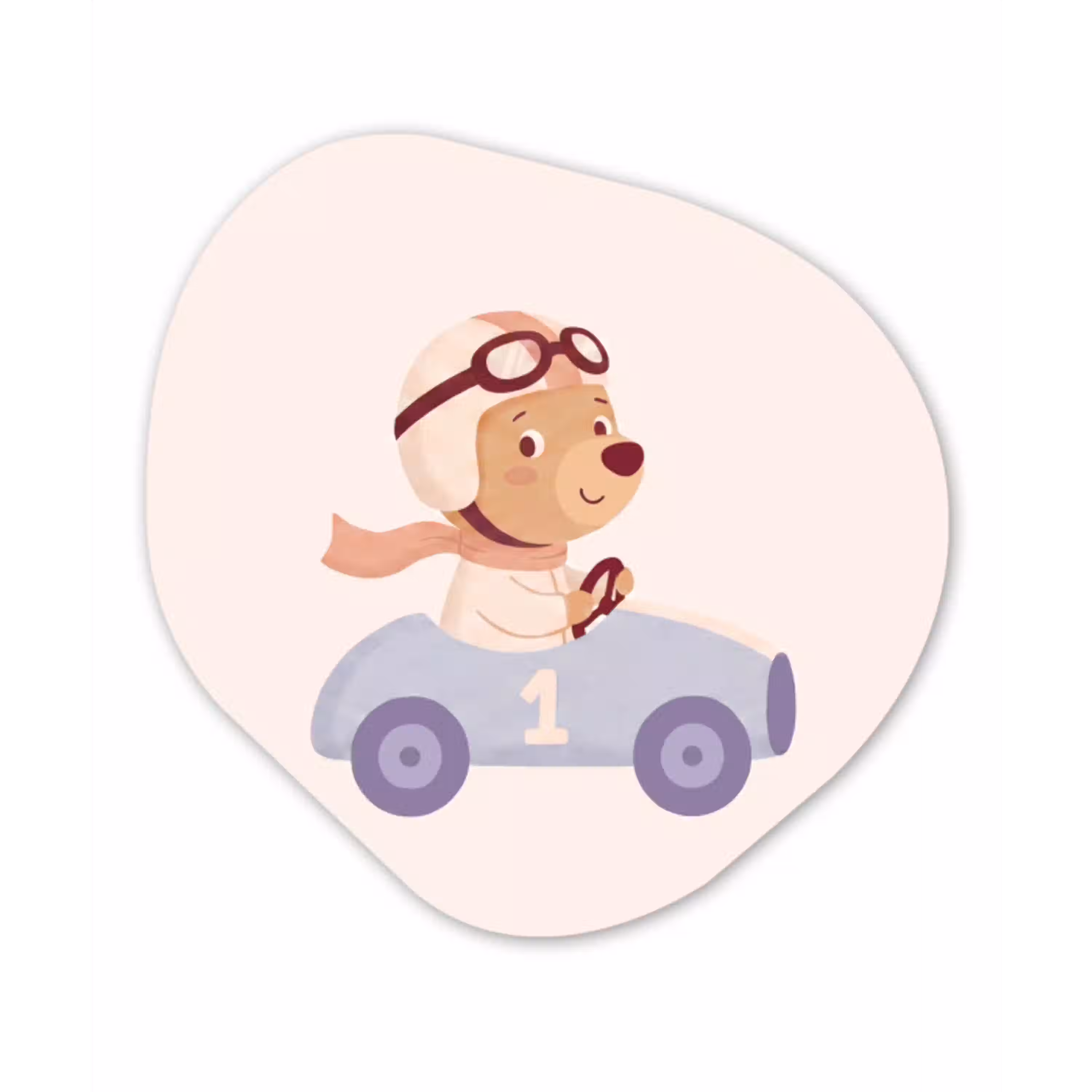 Beer - Auto - Kinderkamer - Cartoon - Speels Wandcirkel Organisch Plexiglas middel -3d