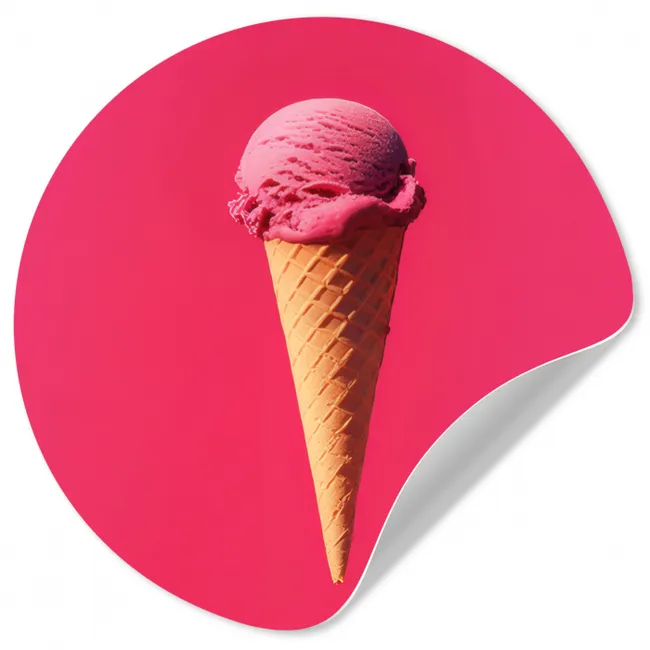 Schepijs - Roze - Hoorntje Wandcirkel behangsticker klein -3d