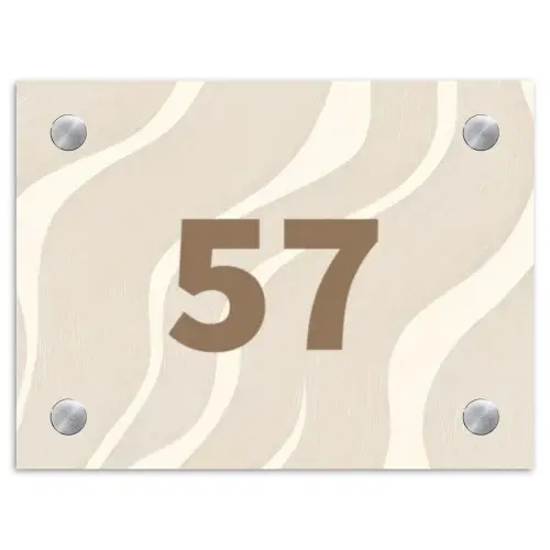 Beige golven - Traditioneel Naambord Rechthoek middel -3d