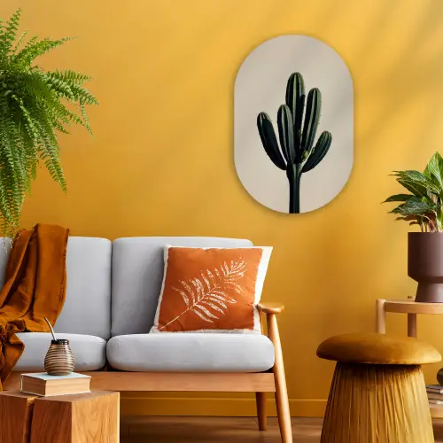Cactus - Subtiel - Groen Wandcirkel Ovaal Forex klein -sfeer4