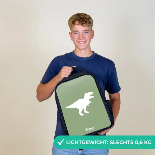 Groen met T-rex dino Rugzak - Zwart middel -sfeer7_NL