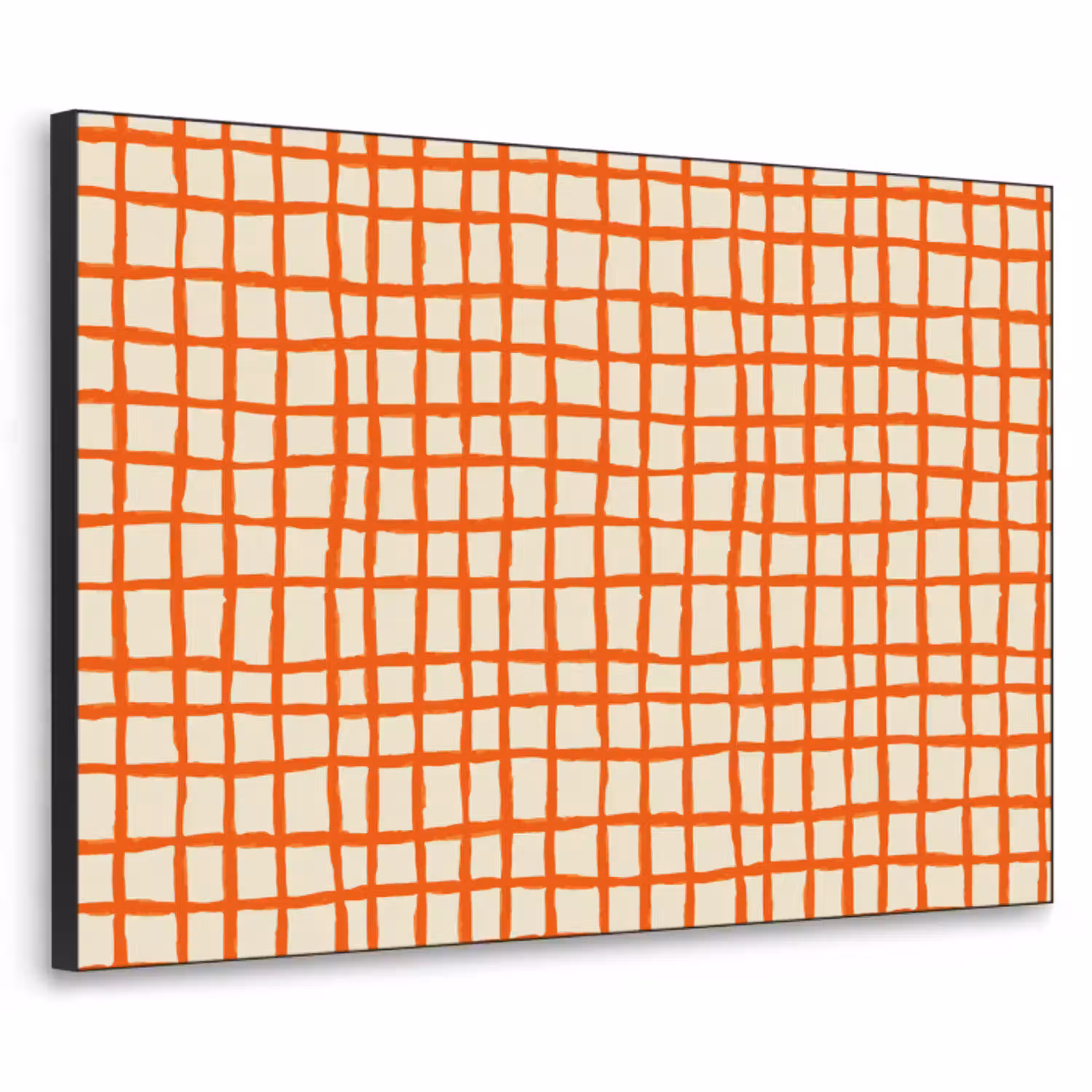 Patroon - Lijnen - Oranje Textielframe zwart klein 947 -3d