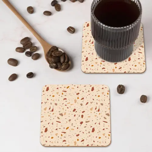 Terrazzo -  Patroon - Kleurrijk - Steen onderzetter kurk middel 366 -sfeer2