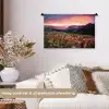Bloemen - Bergen - Landschap - Nacht - Lucht - Roze Wandkleed katoen klein -sfeer1