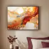 Marmer - Oranje - Goud - Modern - Abstract Textielframe zwart klein -sfeer1