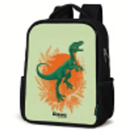 Dino - Natuur - Groen Rugzak - Zwart middel -schuin