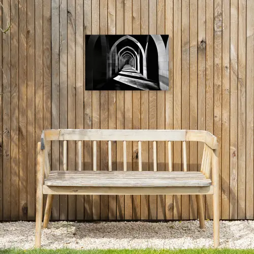 Gang - Bogen - Schaduw - Diepte Tuinposter op houten frame 2 cm dik klein -sfeer4