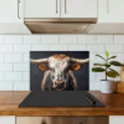 Stier - Kleurrijk - Hoorns keuken achterwand spatscherm klein -sfeer2
