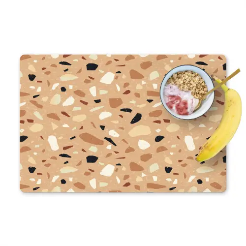 Terrazzo - Patroon - Kleurrijk - Oranje Placemat vinyl groot 368 -zzzproduct_Kitchenyeah-website