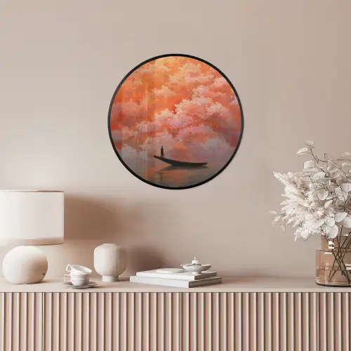 Zee - Boot - Wolken - Oranje Fotolijst rond zonder passe partout klein -sfeer3