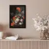 Stilleven met bloemen en een horloge - Schilderij van Abraham Mignon fotolijst zwart zonder passe partout klein -sfeer5