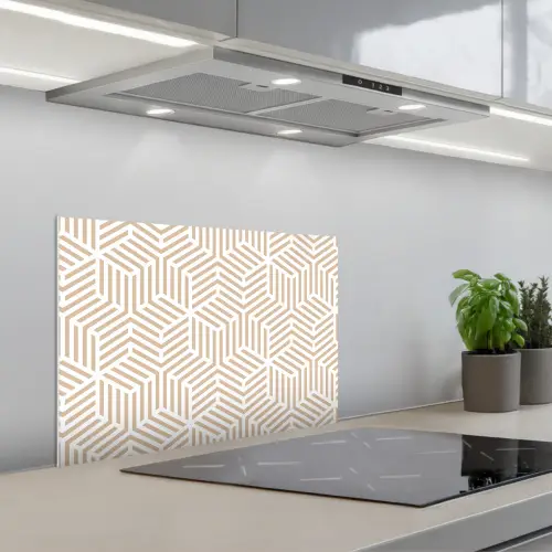 Beige - Geometrie - Patronen - Abstract keuken achterwand spatscherm klein 900 -3d_schuin