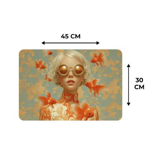 Goudvissen - Oranje - Vrouw - Blond Placemat vinyl groot -specs