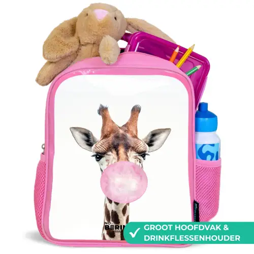 Kauwende Kobus Kinderrugzak - Roze middel -inhoud_NL