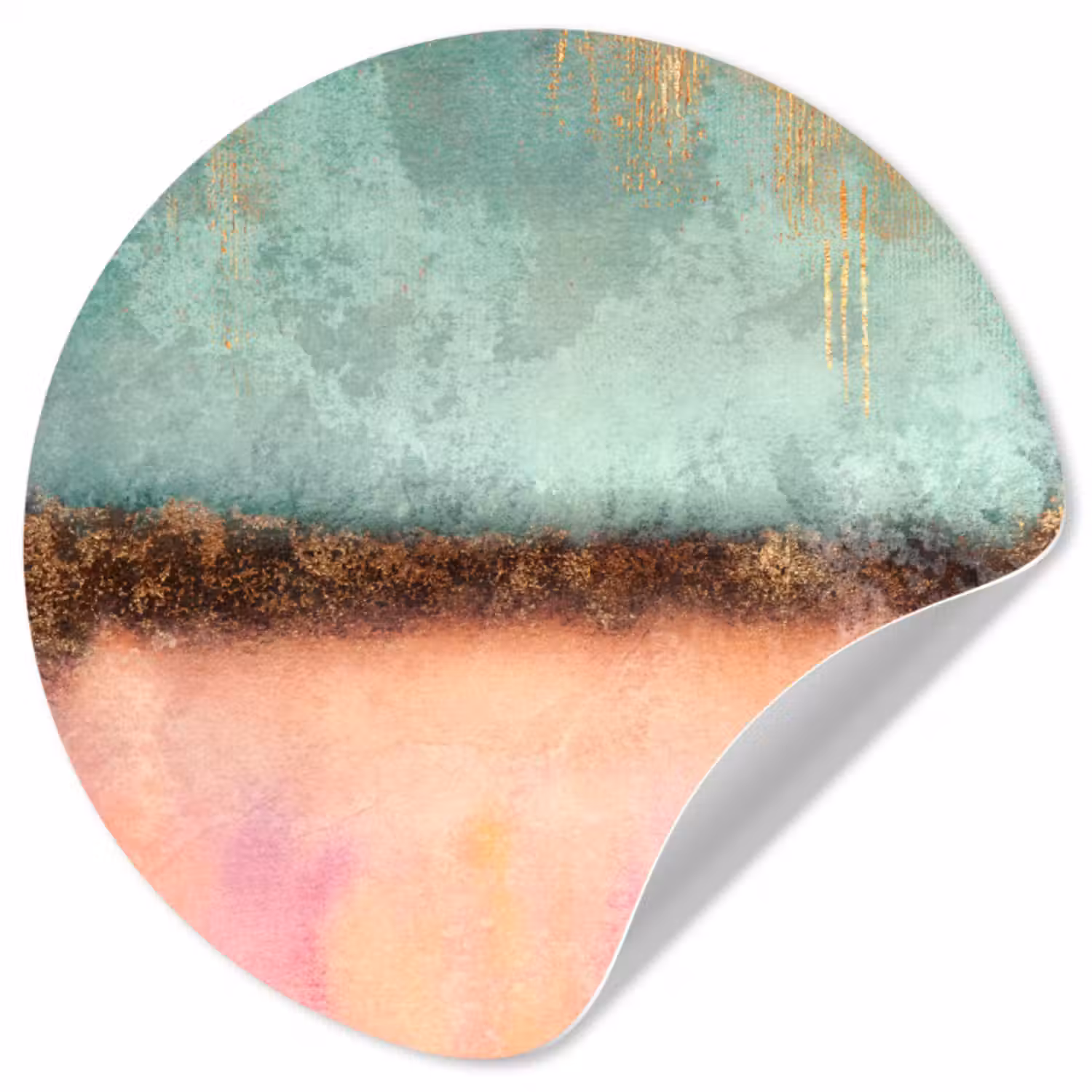 Behangcirkel - Goud - Verf - Abstract - Groen - Roze