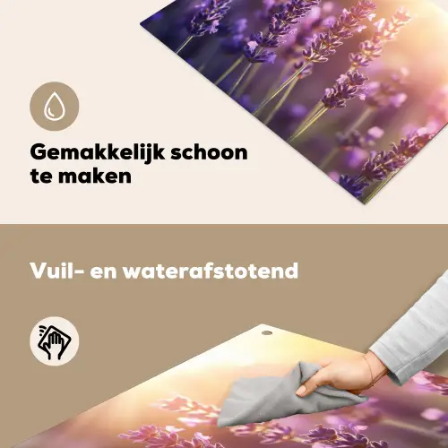 Lavendelbloemen - Paars - Zonlicht Inductie beschemer met haakjes klein -ky-schoon-nl