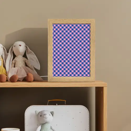Dambord - Blauw - Patroon - Roze Light Box met kabel klein -sfeer2_kind