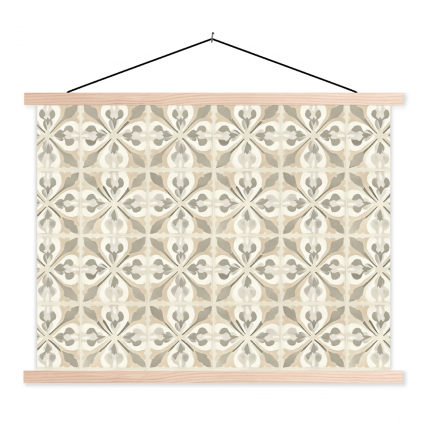 Tegel - Motief - Beige textielposter latten blank klein 122 -3d