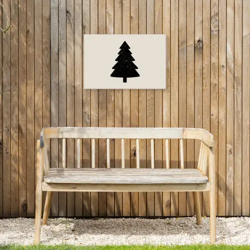Kerstboom - Zwart - Feestdagen - Beige Tuinposter op houten frame 2 cm dik klein -sfeer4