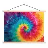 Regenboog - Tie dye - Kleurrijk - Blauw textielposter latten blank klein -3d
