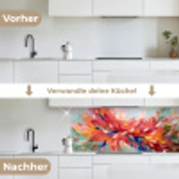 Bloemen - Abstract - Kunst - Modern keuken achterwand 2 middel -voor-na_DE