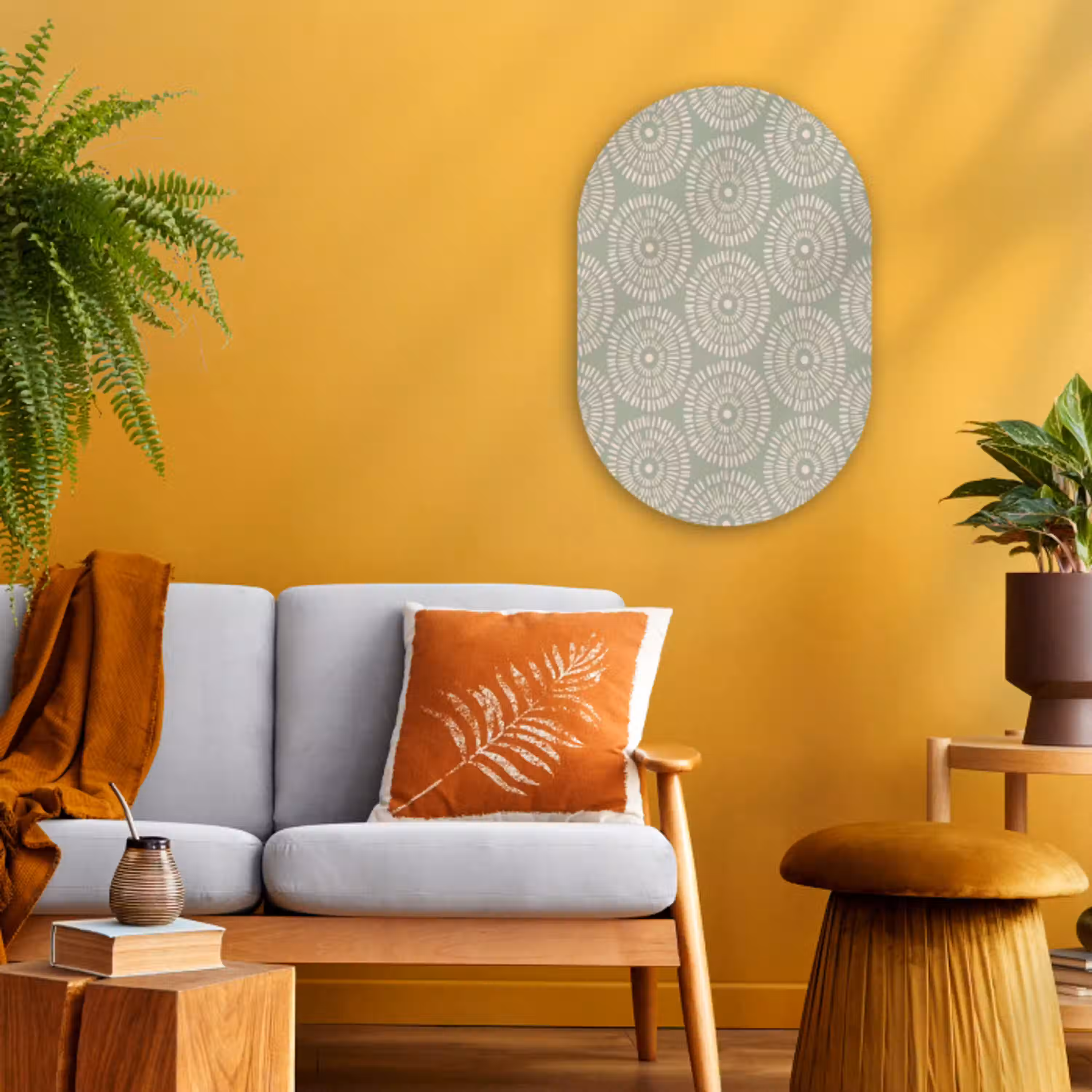 Patroon - Cirkels - Abstract - Modern - Groen Wandcirkel Ovaal Forex klein -sfeer4